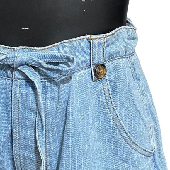 Easel Striped Paper Bag Cuffed Denim Jean Shorts Size Small - Picture 3 of 8